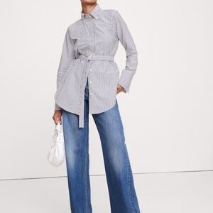 Banana Republic Cotton Poplin Belted Tunic Shirt